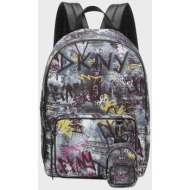 dkny γυναικείο backpack με graffiti print και αποσπώμενο mini pouch `bodhi` - r34klb11 πολύχρωμο