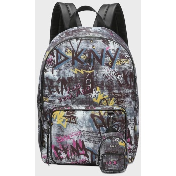 dkny γυναικείο backpack με graffiti print και αποσπώμενο