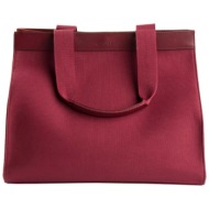 gant γυναικεία βαμβακερή τσάντα χειρός μονόχρωμη με ανάγλυφο logo - 4980006 μπορντό