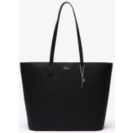 lacoste γυναικεία τσάντα χειρός μονόχρωμη με μεταλλικό logo - nf4373db μαύρο
