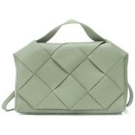 folli follie γυναικεία τσάντα χειρός μονόχρωμη `metropolitan fab` - hb23l005ne πράσινο