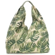 folli follie γυναικεία τσάντα ώμου με floral pattern `boho` - ho23f001e πράσινο