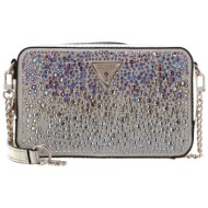 guess γυναικεία mini τσάντα crossbody με all-over πολύχρωμα rhinestones `lua` - hweg9205740 χρυσό