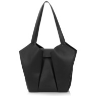 folli follie γυναικεία τσάντα ώμου μονόχρωμη με ανάγλυφο λογότυπο `origami hint` - sb23p006gk μαύρο