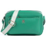 tommy hilfiger γυναικεία τσάντα μονόχρωμη με μεταλλικό μονόγραμμα - aw0aw15991 πράσινο