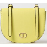 twinset γυναικεία τσάντα crossbody μονόχρωμη με μεταλλικές λεπτομέρειες - 241tb7065 κίτρινο