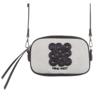 nine west γυναικεία τσάντα crossbody από καμβά με ανάγλυφο έμβλημα και λογότυπο `jenson` - ngw136272