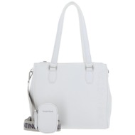 valentino γυναικεία τσάντα ώμου μονόχρωμη με ανάγλυφο logo `soho` - 55kvbs7lv01/soh λευκό