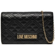 love moschino γυναικεία mini τσάντα crossbody μονόχρωμη με ανάγλυφο pattern - jc4079pp0ila0 μαύρο