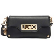 liu jo γυναικεία mini τσάντα ώμου μονόχρωμη με μεταλλικό λογότυπο - aa4115e0003 μαύρο
