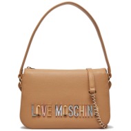 love moschino γυναικεία τσάντα χειρός μονόχρωμη με πολύχρωμο μεταλλικό λογότυπο - jc4306pp0ikn0 ταμπ