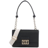 love moschino γυναικεία mini τσάντα ώμου με μεταλλικές λεπτομέρειες - jc4329pp0iks0 μαύρο