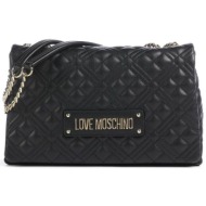 love moschino γυναικεία τσάντα ώμου μονόχρωμη με all-over ανάγλυφο pattern - jc4230pp0ila0 μαύρο