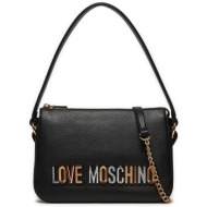love moschino γυναικεία τσάντα χειρός μονόχρωμη με πολύχρωμο μεταλλικό λογότυπο - jc4306pp0ikn0 μαύρ