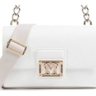 love moschino γυναικεία mini τσάντα ώμου με μεταλλικές λεπτομέρειες - jc4329pp0iks0 λευκό