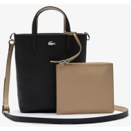 lacoste γυναικεία crossbody τσάντα διπλής όψης `anna reversible coated canvas ` - nf2991aa μαύρο