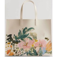 ted baker γυναικεία τσάντα ώμου με floral print `meadcon large` - 275419 εκρού