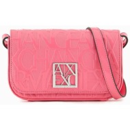 armani exchange γυναικεία τσάντα crossbody μονόχρωμη με all-over ανάγλυφο λογότυπο - 942734cc794 ροζ