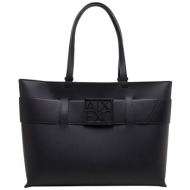 armani exchange γυναικεία τσάντα shopper μονόχρωμη με ανάγλυφο μονόγραμμα - 9491270a874 μαύρο