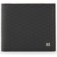 armani exchange ανδρικό δερμάτινο πορτοφόλι με λογότυπο - 9580974r847 μαύρο