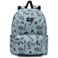 vans ανδρικό backpack με all-over contrast prints και logo patch `old skool` - vn000h4wcjl1 τυρκουάζ