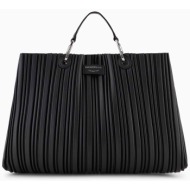 emporio armani γυναικεία τσάντα shopper medium με πλισέ σχέδιο - y3d165ywq4e μαύρο