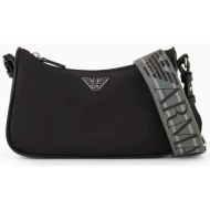 emporio armani γυναικεία τσάντα crossbody με eagle plaque logo - y3h293yws1e μαύρο
