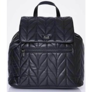 `ale γυναικείο backpack με καπιτονέ σχέδιο και μεταλλικό λογότυπο - 8t21303 μαύρο