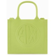 armani exchange γυναικεία mini τσάντα χειρός μονόχρωμη με ανάγλυφο μονόγραμμα - 9491464r740 πράσινο 