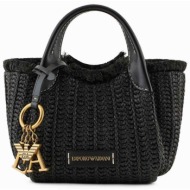 emporio armani γυναικεία mini τσάντα χειρός μονόχρωμη με μεταλλική λεπτομέρεια - y3d278ywq5d μαύρο