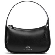 armani exchange γυναικεία mini τσάντα ώμου μονόχρωμη με σταμπωτό contrast λογότυπο - 9491414r754 μαύ