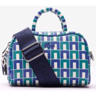 lacoste γυναικεία mini δερμάτινη τσάντα χειρός με all-over πολύχρωμο γεωμετρικό pattern - nf4569fz μ