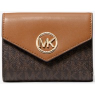 michael kors γυναικείο πορτοφόλι με logo print ``carmen`` - 34s1gnme6b καφέ