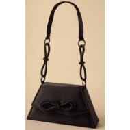lady diva γυναικεία mini τσάντα ώμου μονόχρωμη με διακοσμητικούς φιόγκους - s24.ld203 μαύρο