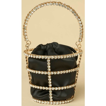lady diva γυναικεία mini τσάντα bucket με μεταλλικό σκελετό