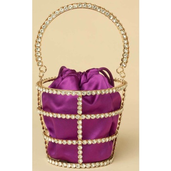 lady diva γυναικεία mini τσάντα bucket με μεταλλικό σκελετό