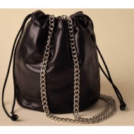 lady diva γυναικεία τσάντα bucket μονόχρωμη με αλυσίδα ώμου - s24.ld801 μαύρο