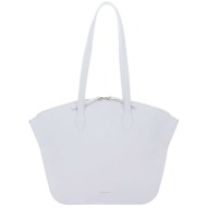 coccinelle γυναικεία δερμάτινη τσάντα ώμου μονόχρωμη με σταμπωτό λογότυπο `flare` - e1q2k-110101 λευ
