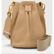 coccinelle γυναικεία δερμάτινη mini τσάντα bucket μονόχρωμη με σταμπωτό λογότυπο `hyle` - e5ph6-6301