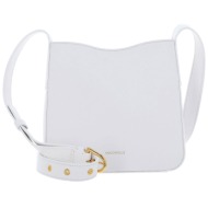 coccinelle γυναικεία mini δερμάτινη τσάντα ώμου μονόχρωμη με σταμπωτό λογότυπο `dazz` - e5qfk-550101