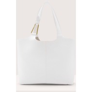 coccinelle γυναικεία τσάντα shopper μονόχρωμη με μαγνητικό κουμπί `brume` - e1qha-110101 λευκό