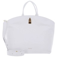 coccinelle γυναικεία δερμάτινη τσάντα χειρός μονόχρωμη με μεταλλικό λογότυπο `magie` - e1pqr-180401 