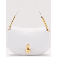 coccinelle γυναικεία mini τσάντα ώμου μονόχρωμη με αποσπώμενο λουρί `magie` - e1pqr-580101 λευκό