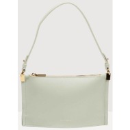 coccinelle γυναικεία mini δερμάτινη τσάντα ώμου μονόχρωμη με σταμπωτό λογότυπο `snip` - e5qfa-550201
