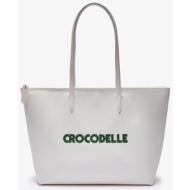 lacoste γυναικεία τσάντα ώμου μονόχρωμη με logo - nf4550di λευκό
