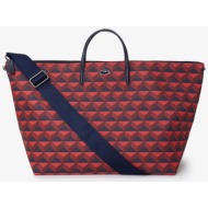 lacoste unisex τσάντα tote με ανάγλυφη λεπτομέρεια και all-over geometric pattern - nf4554sj κόκκινο