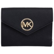 michael kors γυναικείο πορτοφόλι με flap κλείσιμο και μεταλλικό λογότυπο `carmen` - 34s1gnme6l μαύρο
