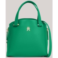 tommy hilfiger γυναικεία τσάντα χειρός με μεταλλικό λογότυπο - aw0aw15968 πράσινο