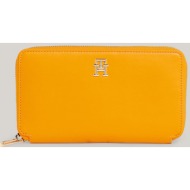 tommy hilfiger γυναικείο πορτοφόλι μονόχρωμο με μεταλλικό λογότυπο `iconic` - aw0aw16009 κίτρινο