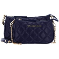 valentino γυναικεία τσάντα crossbody διπλή με καπιτονέ σχέδιο και μεταλλικό λογότυπο `ocarina` - 56k
